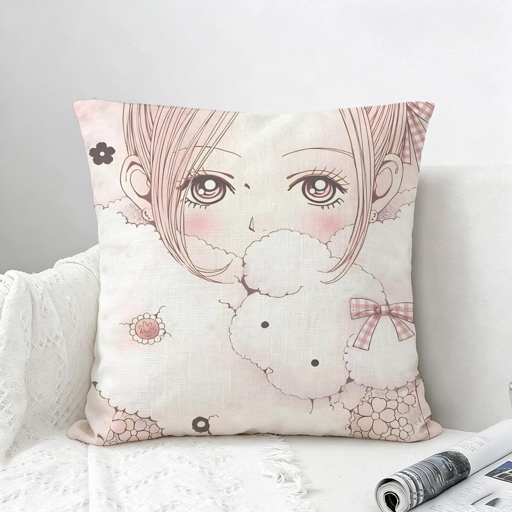 Anime NANA Cushion Cover Natural Linen Pillowcase Set AllinOne Decor for Sofa Bedroom Chair