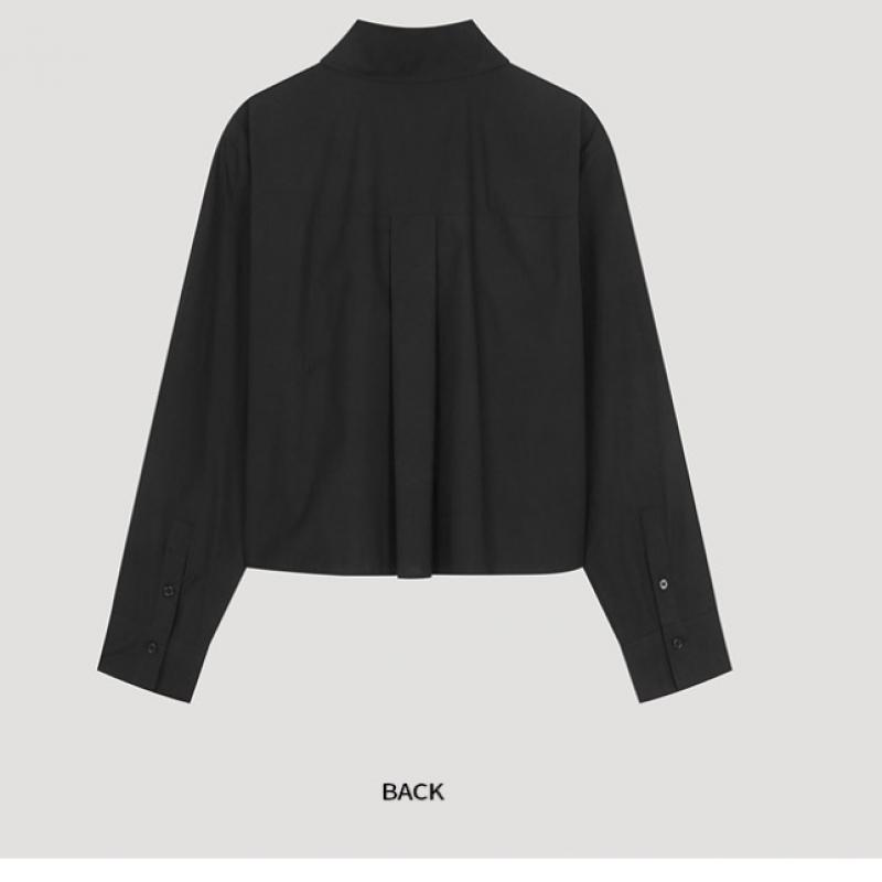  Shs Miss  Cotton Basic Crop Shirt Swwsto32060 Bk