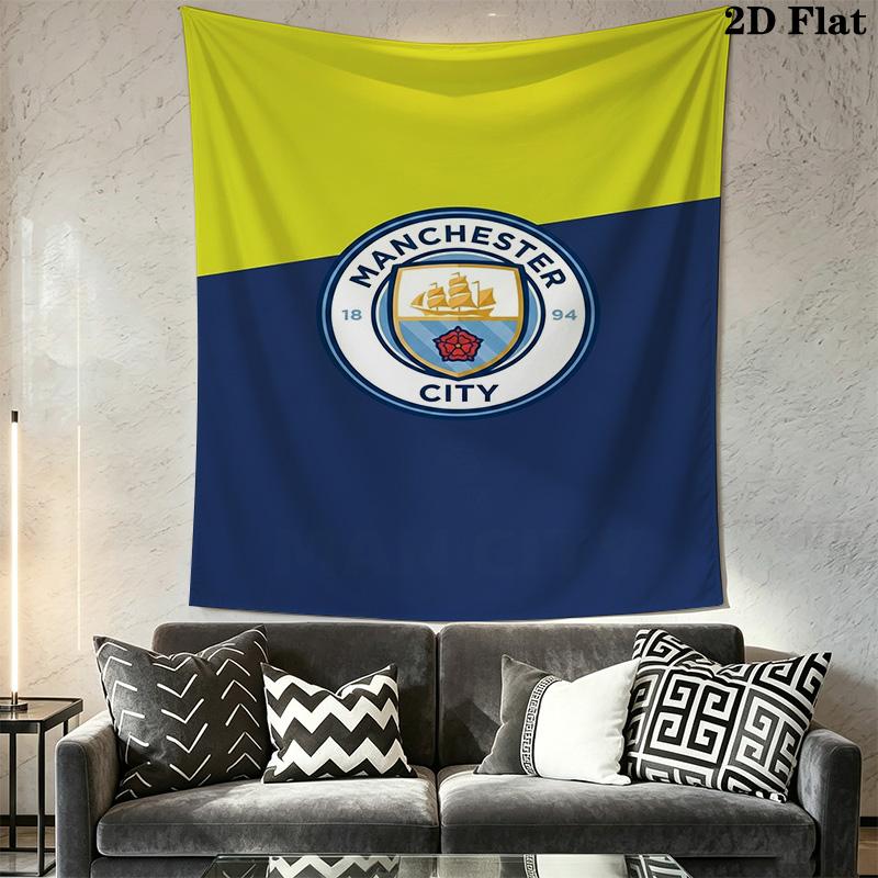 Manchester City Blue Splash Tapestry Wallmounted Fashion Print Gift Atmospheric Background Cloth Home Decor