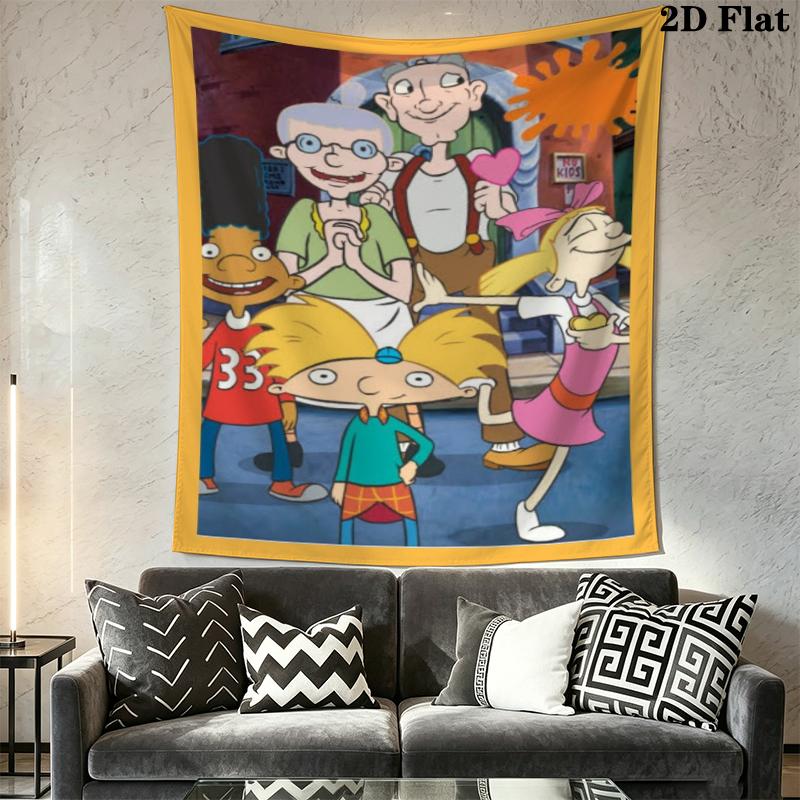 Hey Arnold Wall Tapestry Aesthetic Wall Hanging Printed Fabric Blanket Decorative Tapestries for Bedroom Living Room Home Decor