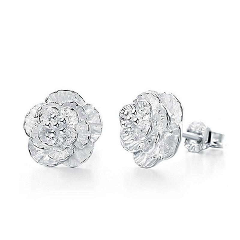 Small Flower Silver Plated Stud Earrings Silver Needle Ear Studs Women's Fine Mother's Day Birthday Gift