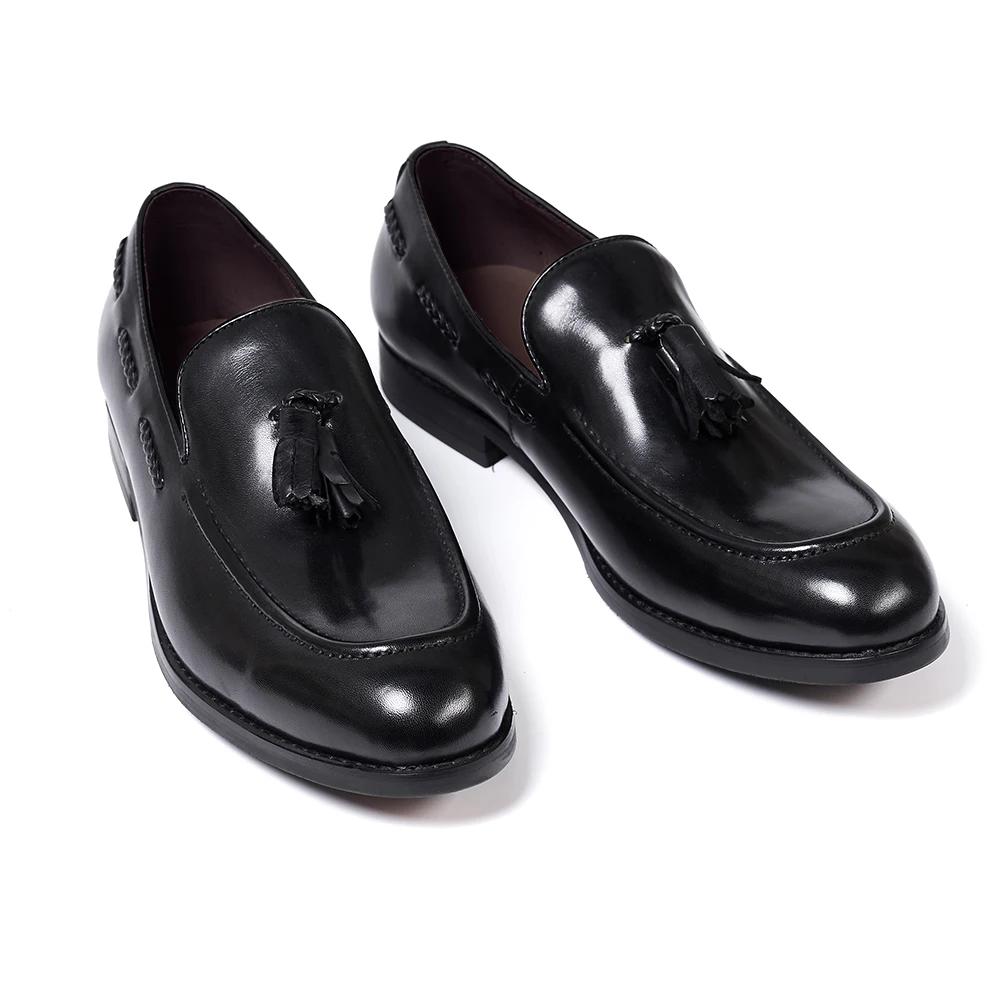 Fashion Classic Men's Genuine Leather Tassel Loafers Handmade Slip-On Casual Shoes Comfortable for Office Wedding Dressing Daily Wear
