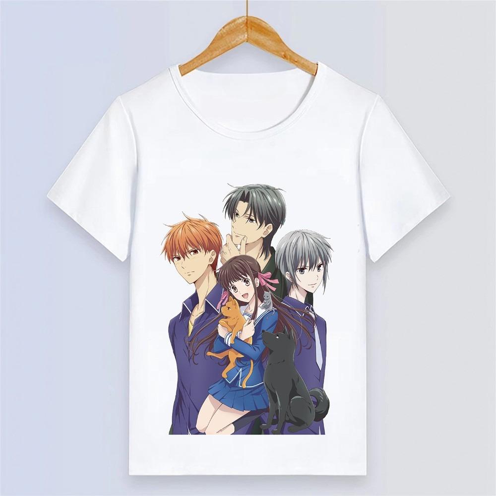 Fruits Basket Shirt Vintage Washed Unisex Oversized Anime Streetwear Soft Cotton Short Sleeve Tee Gift Clothing Tops Hot Sale