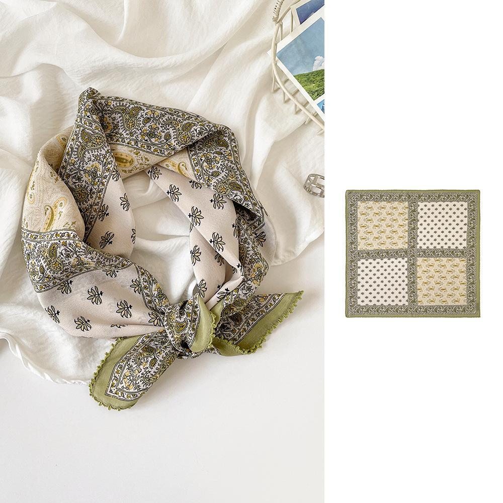 Summer 61 Silk Collection Women's Silk Scarf Medium Square Scarf Double Crepe Fashion Sunscreen Silk Scarf Mulberry Silk Lace Premium Sense