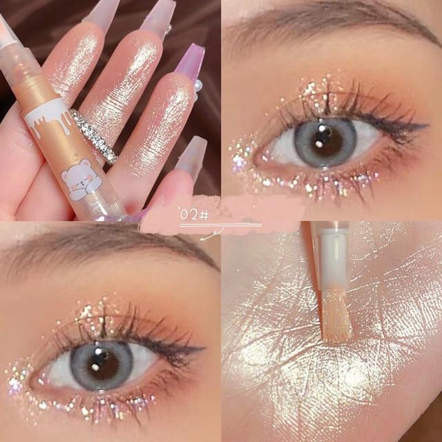 Waterproof Shiny Diamond Highlight Pen, Eye Makeup Highlighter, Waterproof Pearl White Brighten Silkworm Shadow Liquid Eyeliner