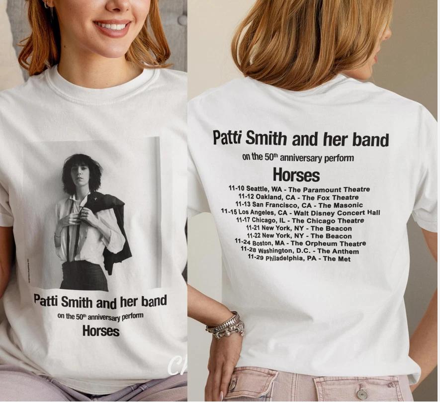 Patti Smith 60th Anniversay Perform Horses Tour 2025 Double Side Unisex T-Shirt M