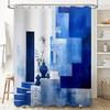 Modern Blue Bath Curtain Decorative Shower Curtain Set For Bathroom High-Quality 100% Waterproof Polyester Fabric Customizable S