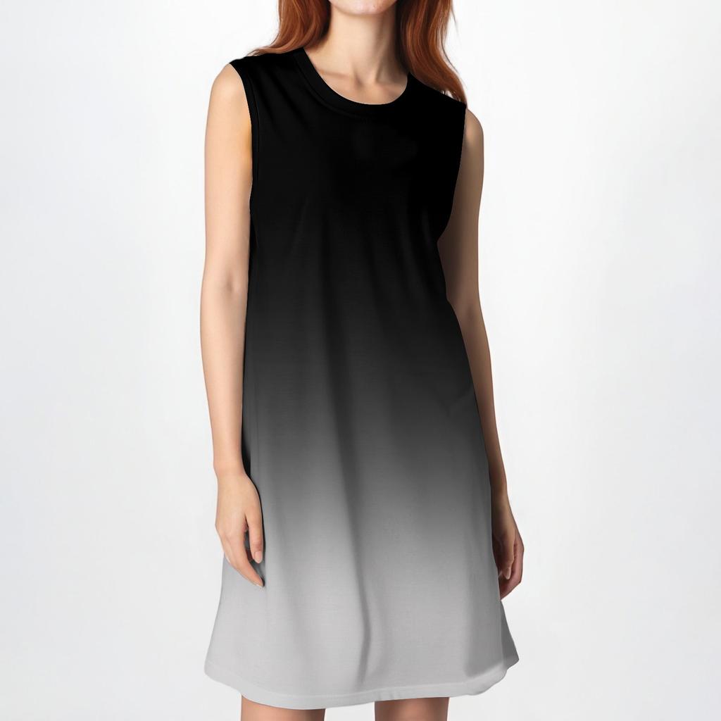 Damenmode Lässig Print Rundhals Ärmellos Kurzes Kleid