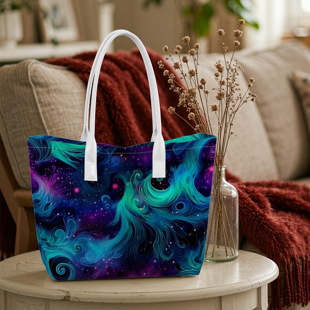 Galaxy Swirl Pattern Fashion Top Handle Casual Tote Bag for Daily Use