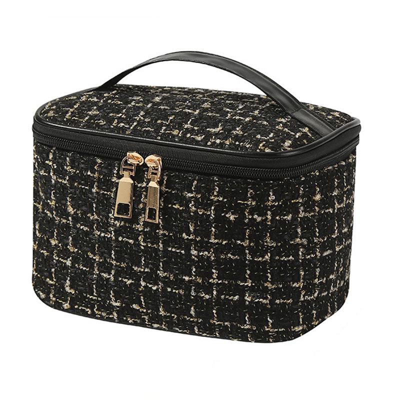 

Корейский Шик Черно-Белая Косметичка: Вместительное, элегантное хранение для женщин чёрный