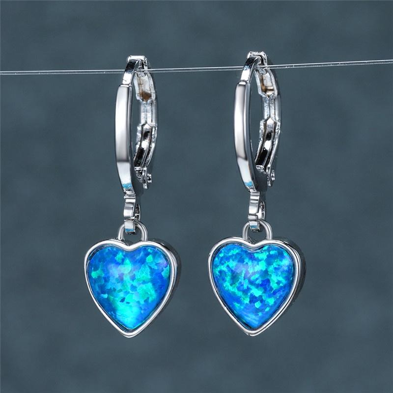 

Простые серьги 925 пробы, серьги с опалом в форме сердца, свадебные ювелирные изделия, подарок