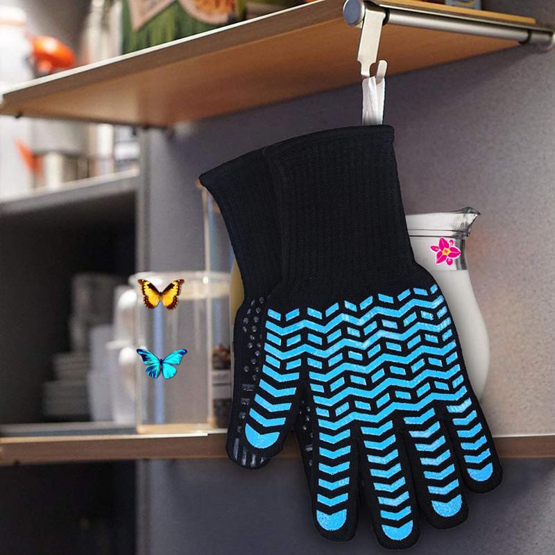 Heat-Resistant Silicone Oven Gloves - Non-Slip Cotton Anti-Scald Baking Mitts