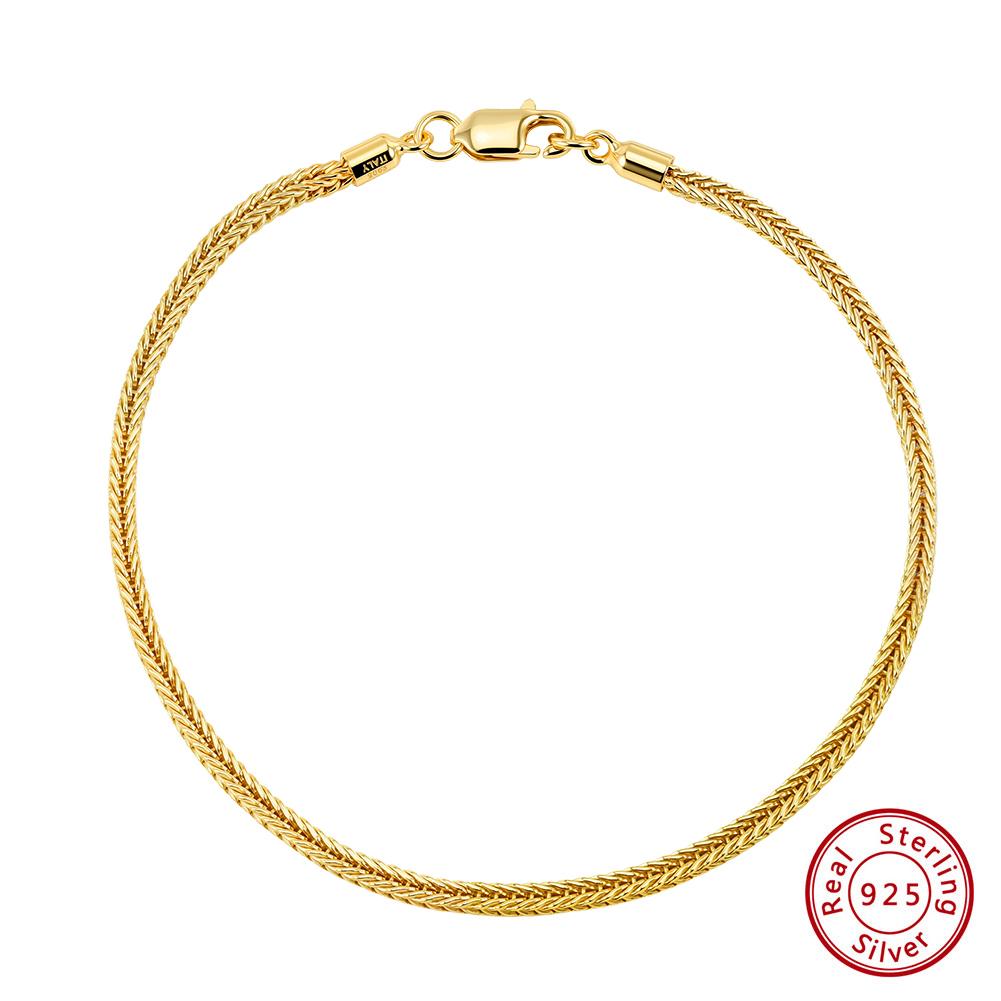

EFFIE QUEEN Trendy 925 Sterling Silver 1.8mm Fox Tail Chain Bracelet Gift Dainty DIY Unisex Fox-tail Bracelet Bangle Chain SB224 16.5CM