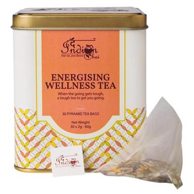 The Indian Chai – Energising Wellness Tea 30 Pyramid Tea Bags with Yerba Mate, Ashwagandha,Digestion and Weight Loss, Herbal Tea