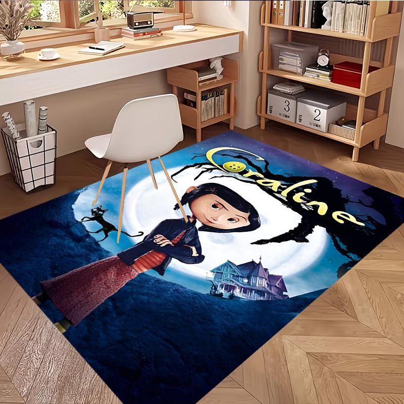 Coraline Print Rug, Washable Floor Carpet, For Entryway Dorm Laundry Room Office Study, Home Decor Birthday Christmas Gift