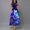 Ladies Oversized Sleeveless Crew Neck Dress Delicate Clustered Wild Flowers Loose Mid Length Dress