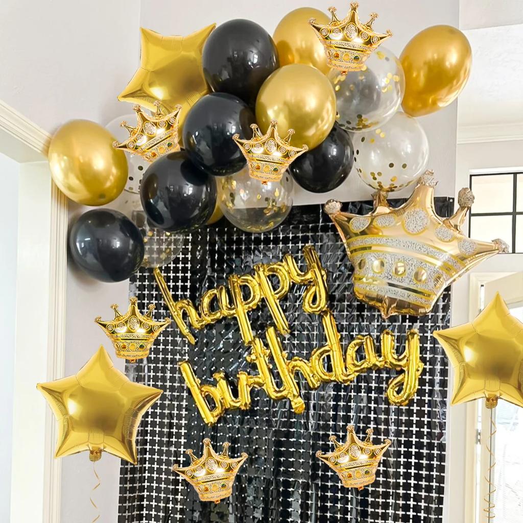 14pcs Big and Small Gold Crown Aluminum Film Balloon Set Party Decoration Photography Wedding baby shower Birthday Supplies