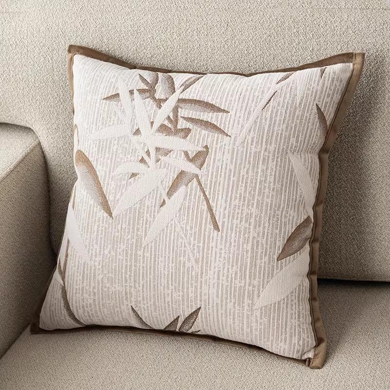 Luxuriöse Grau-Weiß Jacquard Kissenhülle Geometrische Blatt Muster Überwurf Kissenbezug Dekorativ für Sofa Couch Wohnzimmer Heimdekoration