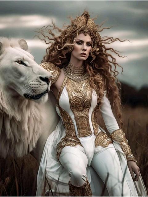 DIY Diamond Painting New Arrival 2023 Mosaic Handsome Women and Lions Cross Stitch Kit Rhinestone Embroidery Full Drill