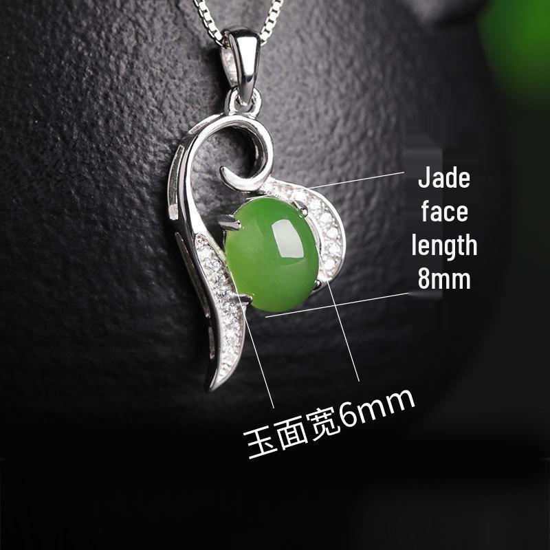 

Антикварный стиль 925 серебро нефритовый кулон - Кабошон в форме сердца Хэтяньский яшма, Ювелирные изделия для ципао ханьфу, с сертификатом. 925 Silver