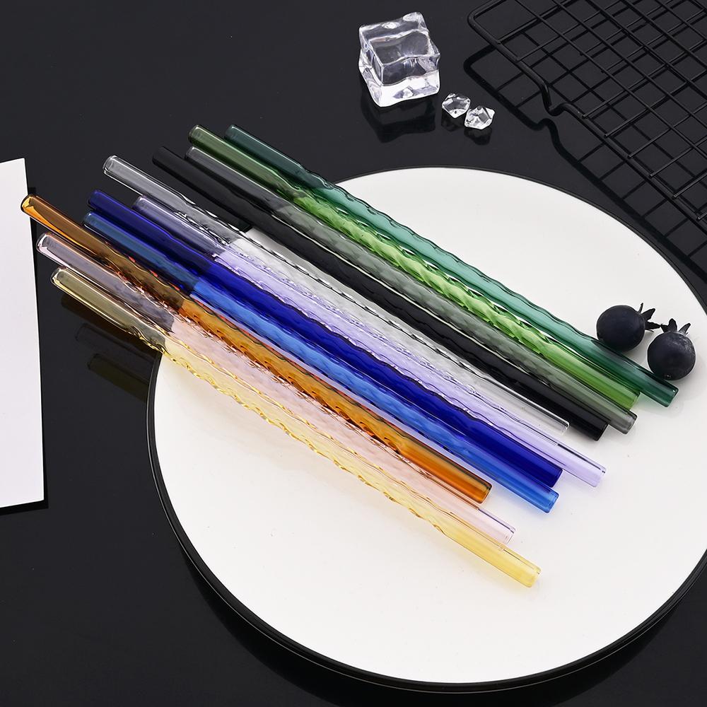 10Pcs Coloful 8mm Glass Straw Reusable Drinking Straws Heat-Resistant Straw For Festival Party Wedding Cocktail Bar Beachs