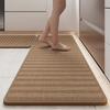 Premium Linen Kitchen Rug with Rubber Backing, Extra Long Striped Mat, Water/Oil Absorbent, Non-Slip & Durable for Kitchen Floor