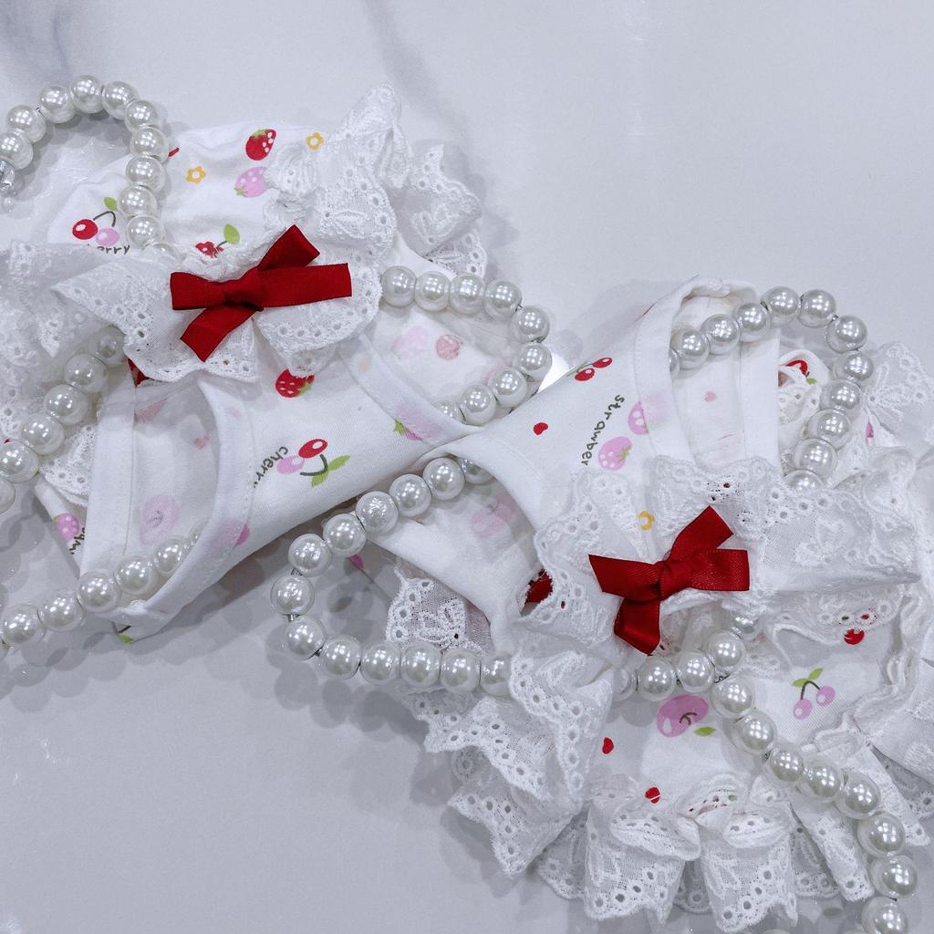 Rui Ta Er Strawberry Suspender Dress for Small Dogs - Pure Cotton Home Outfit