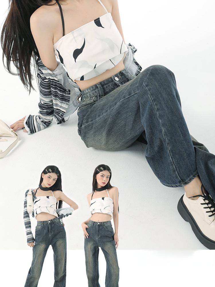 Harajuku 90. léta Elegantní Flare Jeans Kalhoty Dámské Kapesní 2000 Y2k Vintage džínové kalhoty Dámské Vysoký pas Móda Široká noha Džíny Novinka