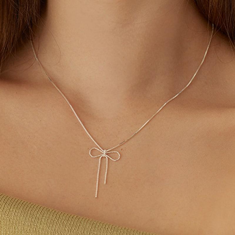 Lewe Shining chain ribbon drop necklace