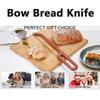 Bread Bow Cutter Serrated Bagel Cutter Stainless Steel Sourdough Bread Slicer Portable Bread Cutting Tool with wooden Handle