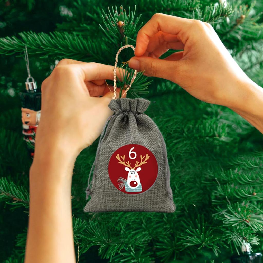 iikuru Advent Calendar Kit Christmas Small Small Advent Christmas Tapestry Set, Tree, Bag, Decorations, Ornaments, Garland, (YA181)
