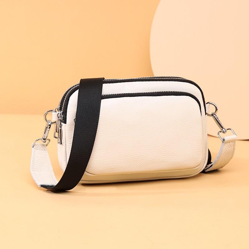 Genuine Leather Shoulder Crossbody Bag For Women Solid Color Cow Leather Ladies Handbags Fashion Female Messenger Bags