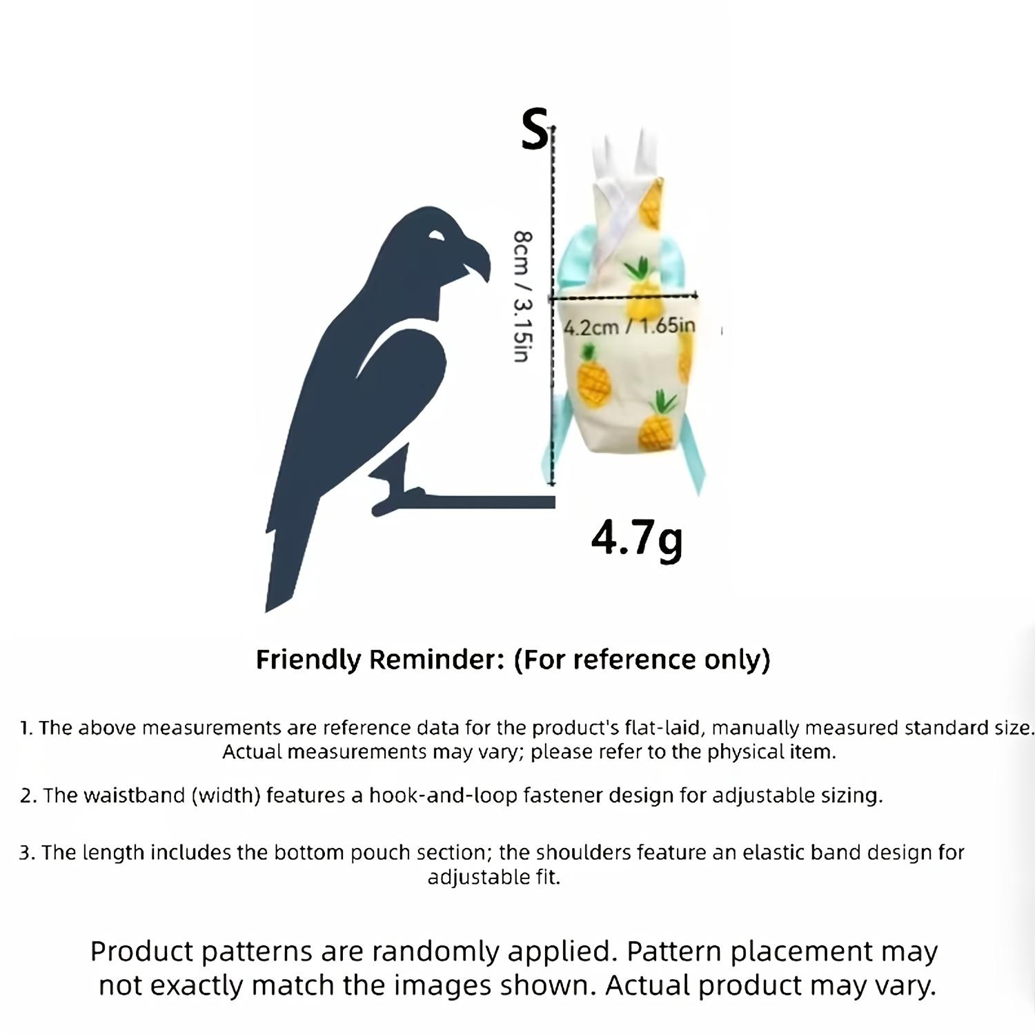 

3Pcs Parrot Diapers, Reusable Bird Flight Suit, Protective Breathable Diaper, Adjustable Velcro Bird Poop Bag Clothing, Specially Designed For 3pcs