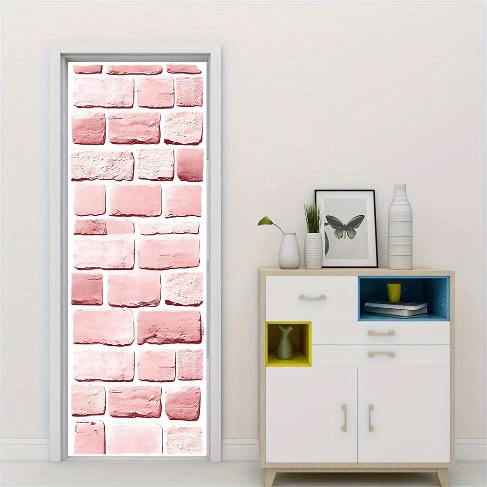 2pcs Pink Brick Wall Decoration Wall Sticker Self-adhesive Removable Waterproof Sticker Living Room Bedroom Entrance Door Backgr