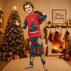 Christmas-print long-sleeve and long-pant matching family loungewear set