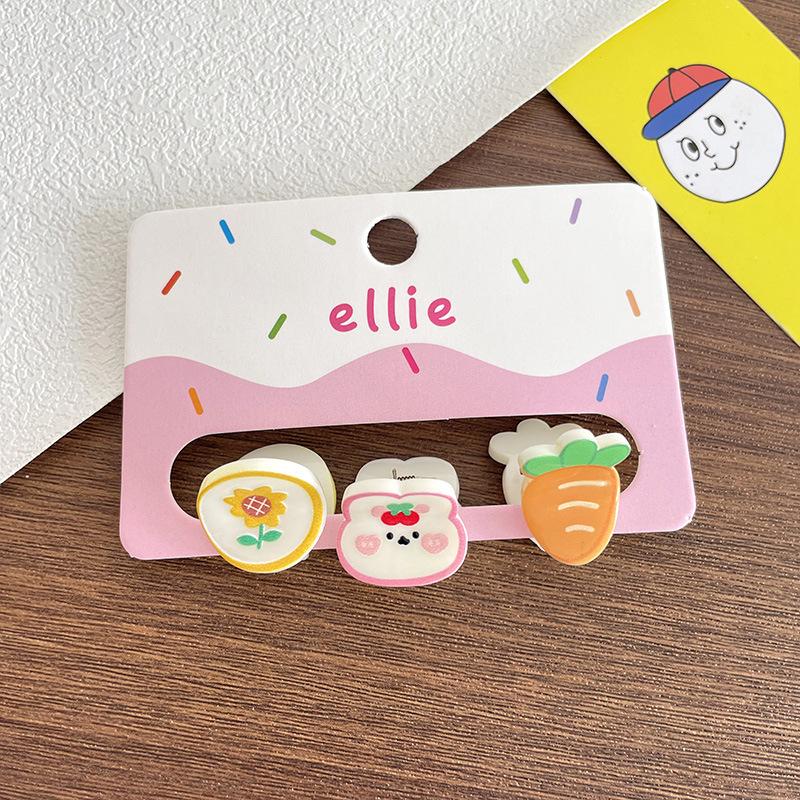 Adorable Mini Acrylic Hair Clip for Girls: Cartoon Bear & Flower Claws for Bangs and Broken Hair