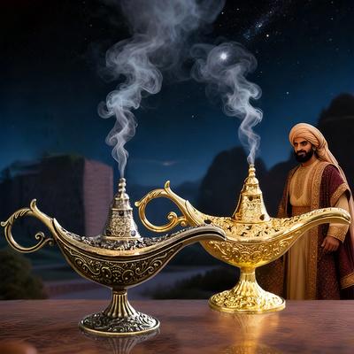 1PC Aladdin's Lamp Shape Home Decor Incense Burner Home Intricate Floral Design Holiday Gifts