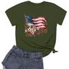 Women's Fashion Independence Day  Printed Round Neck Short Sleeved Casual T-shirt Top