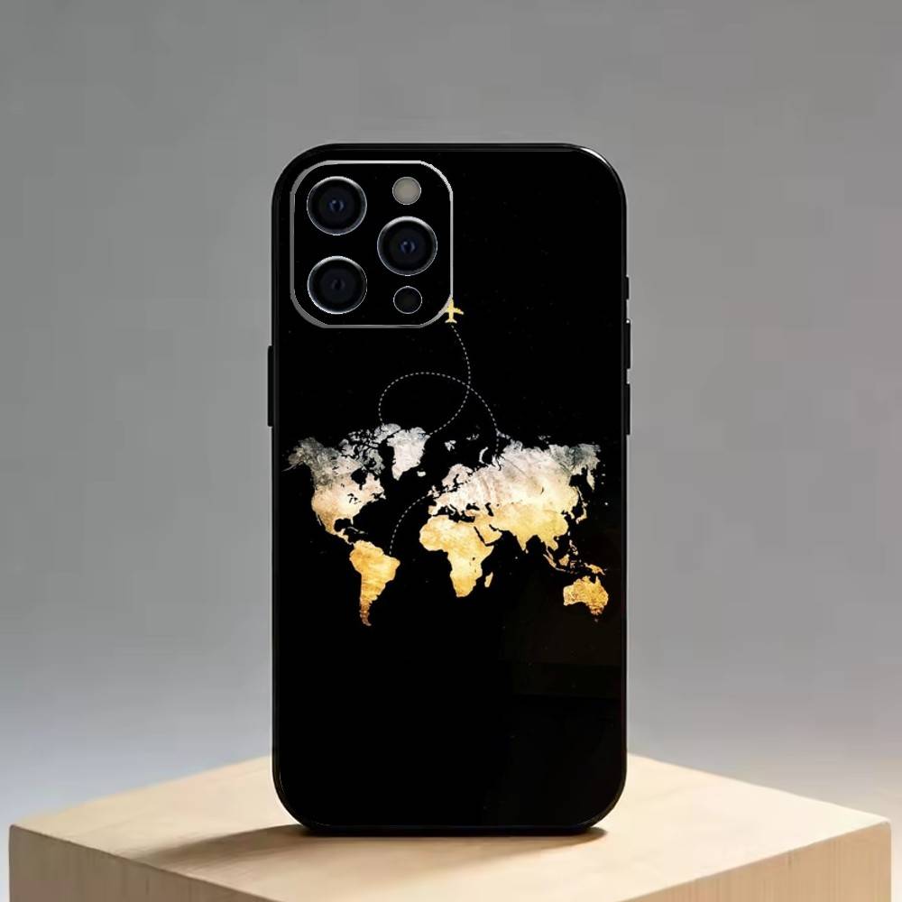 

Travel-Inspired Airplane Route Phone Case For iPhone 17,16,15,14,13,12,11 Plus,Pro Max,XS,Soft Silicone Black Cover iPhone16plus
