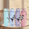1PC Soccer Player Kicking Ball 750ml Color Plastic Sports Water Bottle Leakproof Flip Straw Lid Suitable for Sports Office Home Use