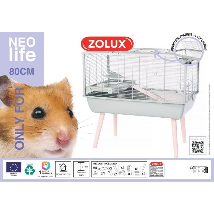ZOLUX Zvýšená drátěná klec pro hlodavce pro křečka - 78 x 48 x 75 cm - Zelená