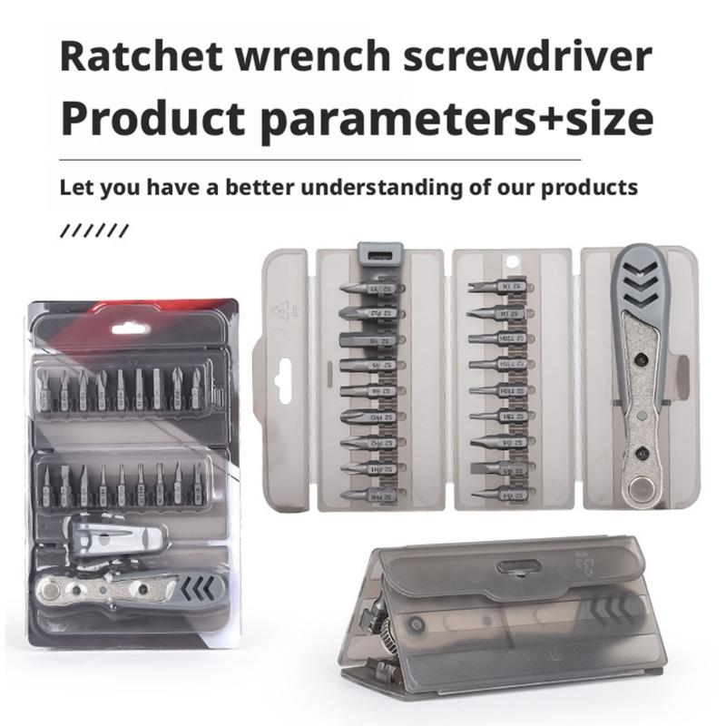 Professional Ratchet Wrench Kit Including 18Bits 1Handle for Automotive Repair Furniture Assembly Mechanical Maintenance