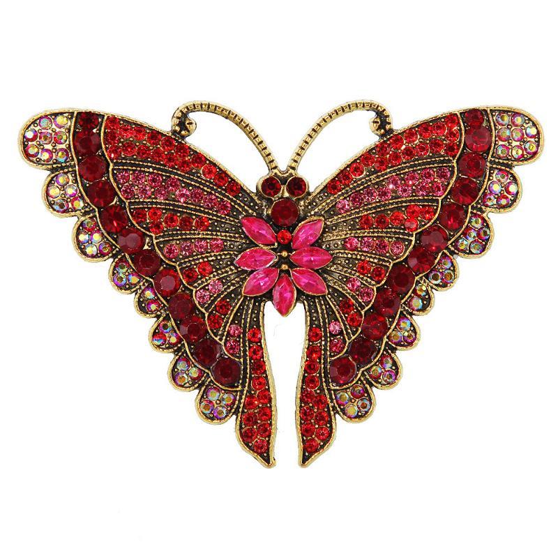 Retro Rhinestone Inlaid Butterfly Brooch Sparkling Cute Jewelry for Women Coat Valentine's Day Gift for Lover