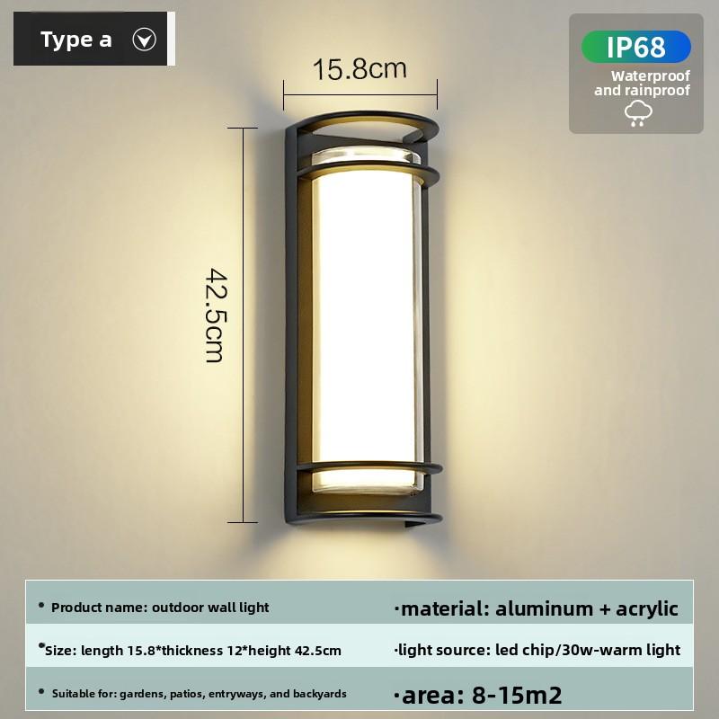Modern Waterproof LED Wall Lamp with Aluminum Source IP65 Rating for Outdoor Corridor Balcony Villa Garden Wall-Mounted Lighting