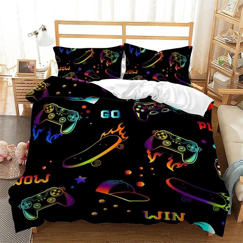 Game Bedding Set for Children and Boys, Handle controller Duvet Cover Sets, Twin, Full, Queen, King Bedroom Set gaming for teen