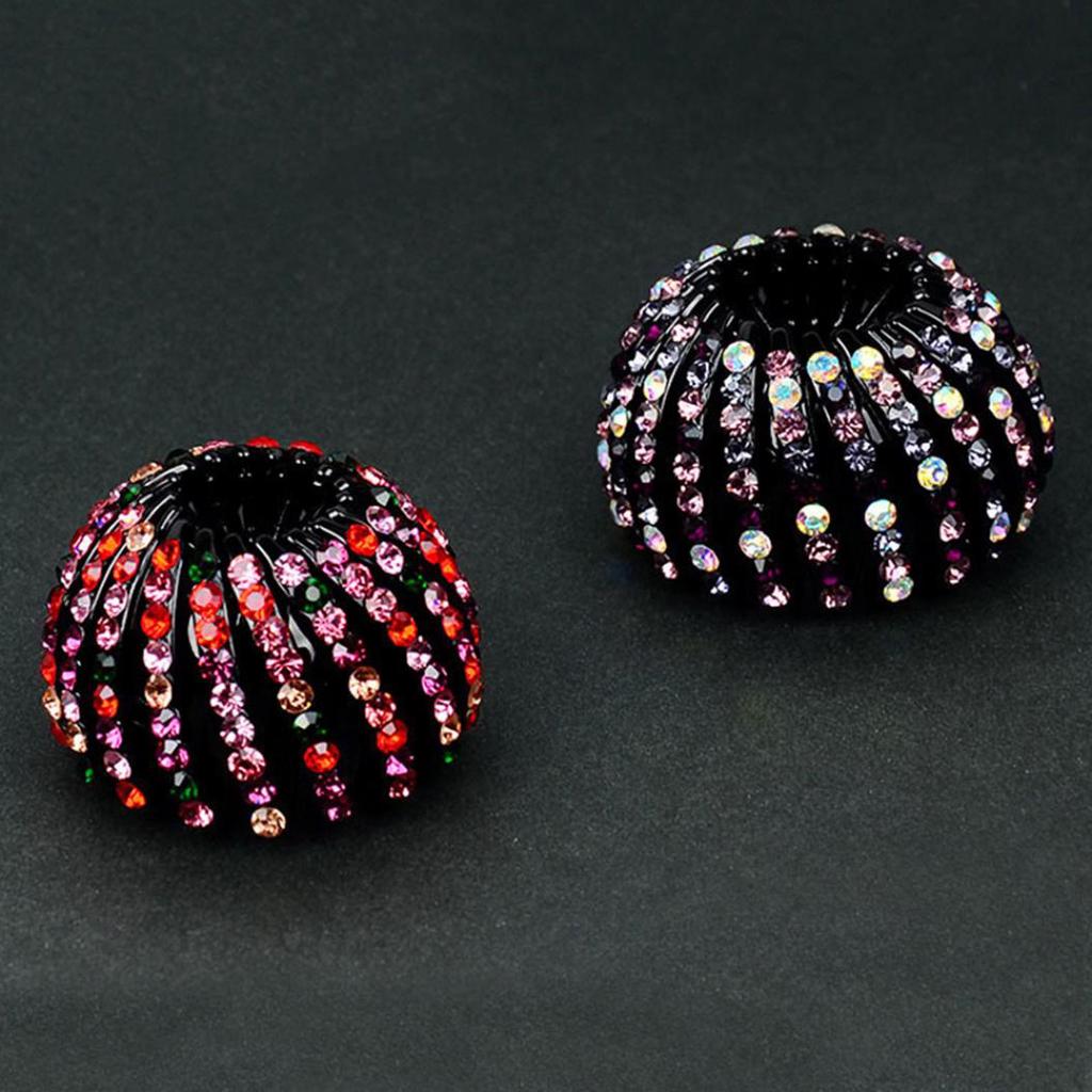 Nid d'oiseau Strass Queue extensible Support de chignon Pince à cheveux Accessoire pour cheveux