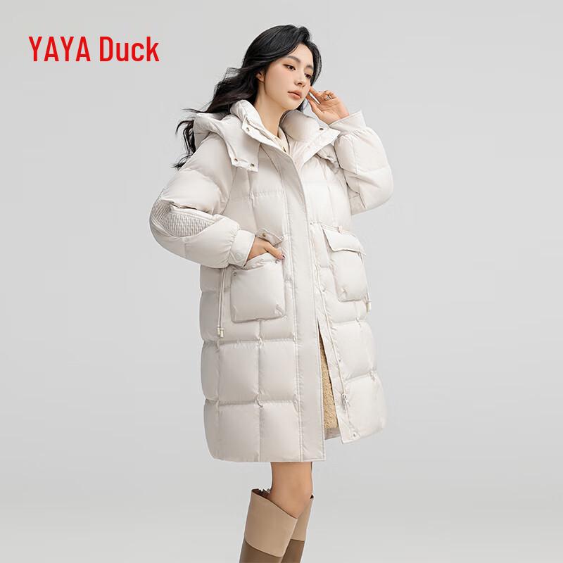 Yaya Women's Hooded Mid-length Thickened Duck Down Jacket