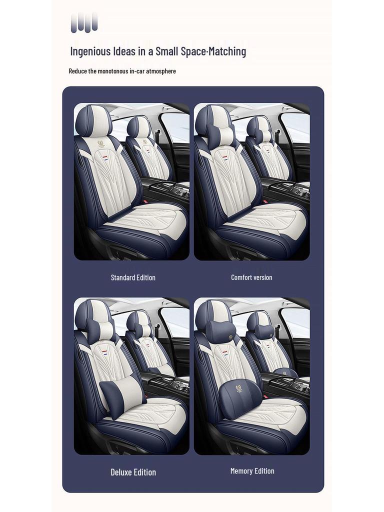 Universal Nappa Leather Car Seat Cushion - Full Coverage & Comfortable, Fits Five-Seat Cars for All Seasons