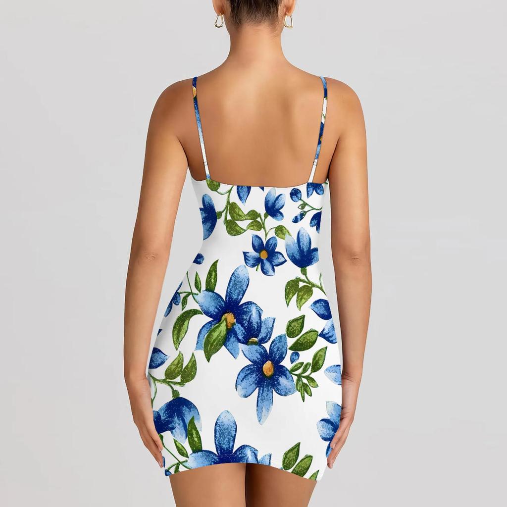 European & American Fashion Sexy Women's Black Print Sling Dress - MH142