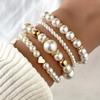 PEARLS Women' Pearl Bracelet Adjustable Gold-Plated Gift 17-22cm